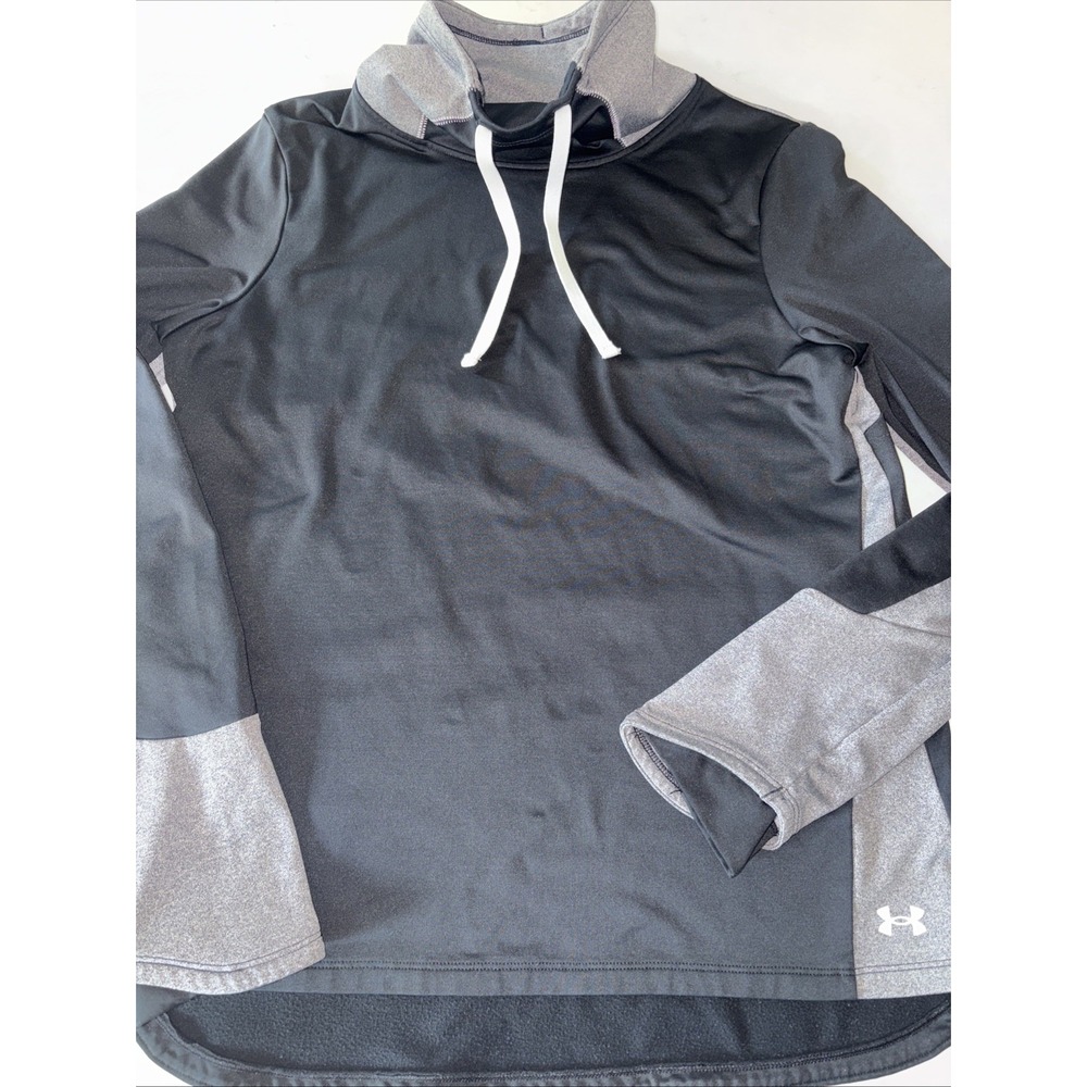 Under Armour Black Gray Color block hoodie Women's S Cowl Funnel Neck‎ Loose Gym